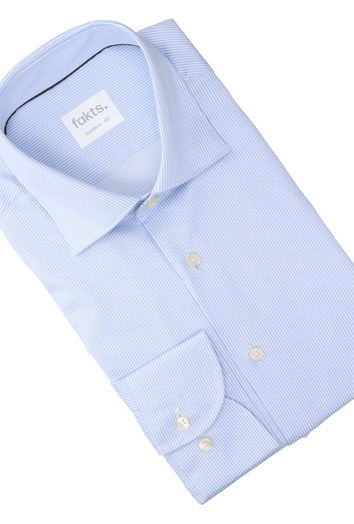 Blauw en wit gestreept katoenen hemd (regular fit) met lange mouwen Fakts