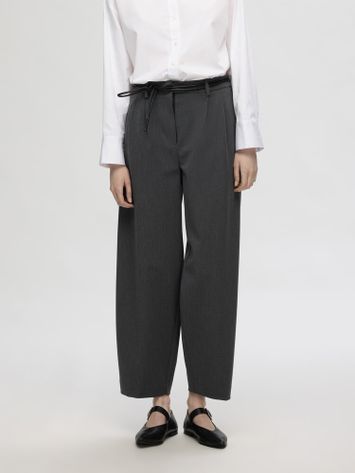 Grijze wijde geklede broek Selected