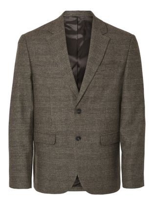 Selected Bruine wollen geruite blazer homme