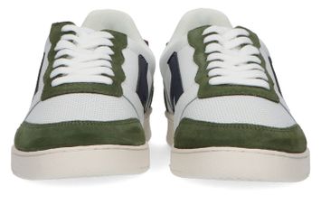 Witte lage sneakers met groen en bruin accent Faguo