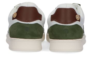 Witte lage sneakers met groen en bruin accent Faguo