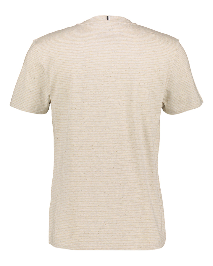 Beige gestreepte t-shirt met borstzak Faguo