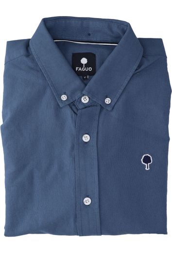 Blauw katoenen hemd (regular fit) Faguo