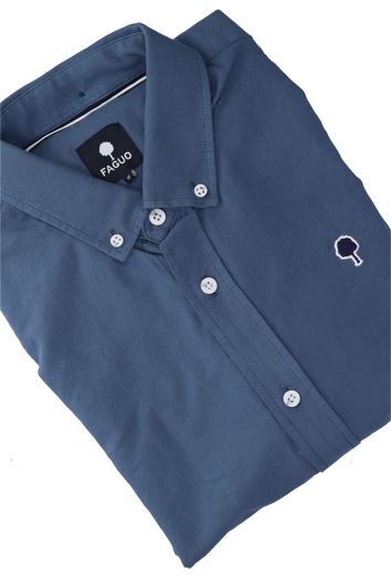 Blauw katoenen hemd (regular fit) Faguo