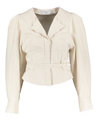 IRO Beige korte gekleed jasje met riem Parisa