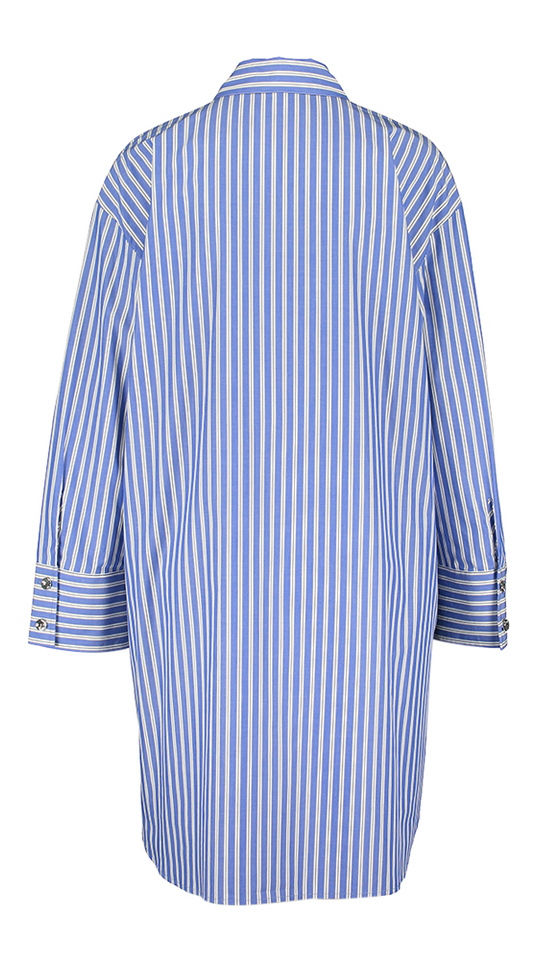 Blauw en wit gestreepte hemdjurk met detail Caroline Biss