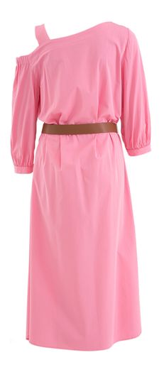 Roze katoenen off shoulder jurk met riem Caroline Biss 