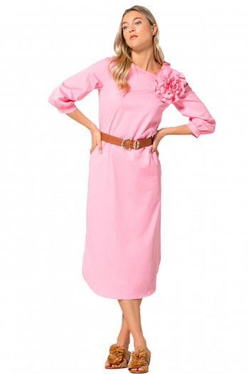 Roze katoenen off shoulder jurk met riem Caroline Biss 