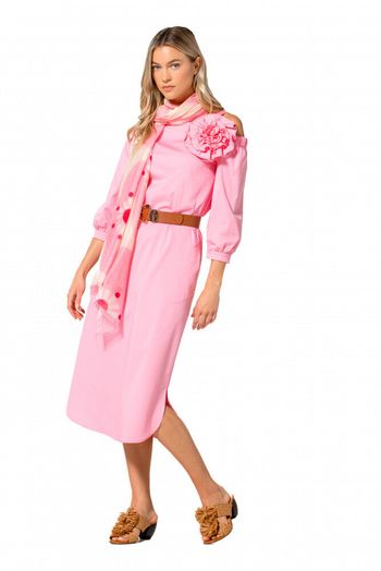 Roze katoenen off shoulder jurk met riem Caroline Biss 