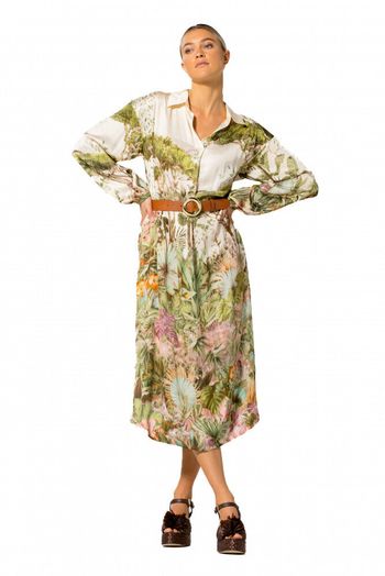 Lange soepelvallende riem met bloemenprint en riem Caroline Biss