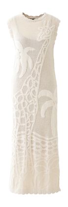Caroline Biss Beige gehaakte mouwloze jurk