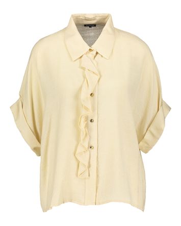 Licht beige bloes met frul Caroline Biss