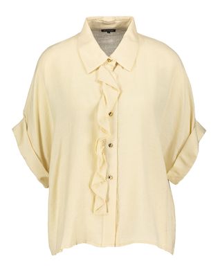Caroline Biss Licht beige bloes met frul