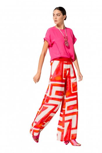 Fuchsia blouse met ronde hals en korte mouwen Caroline Biss
