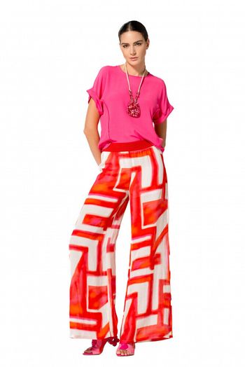 Fuchsia blouse met ronde hals en korte mouwen Caroline Biss