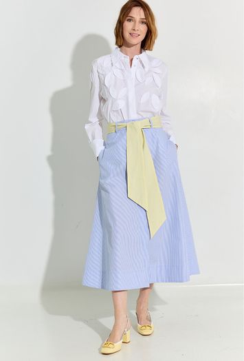 Witte katoenen blouse met lange mouwen Caroline Biss