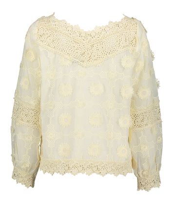 Beige bloes in kant en broderie Caroline Biss