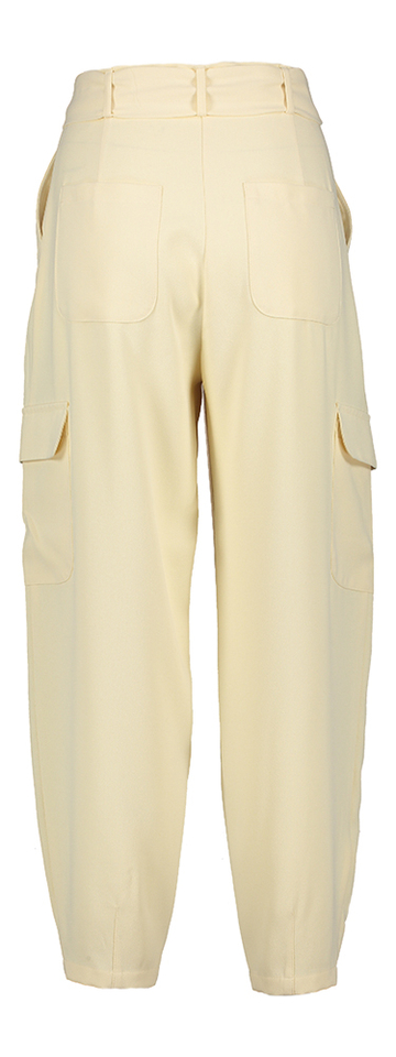 Beige geklede cargo broek met gouden knopen Caroline Biss