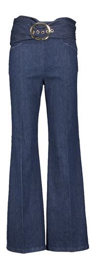 Donkerblauwe wijdvallende broek met riem Caroline Biss