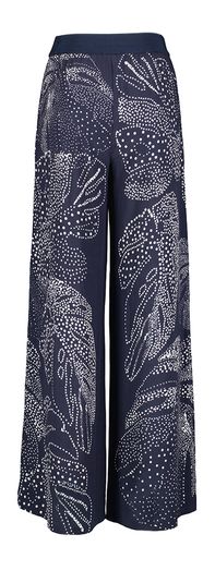 Donkerblauwe wijde broek met witte print Caroline Biss