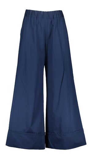 Blauwe katoenen wijdvallende broek met elastiek Caroline Biss