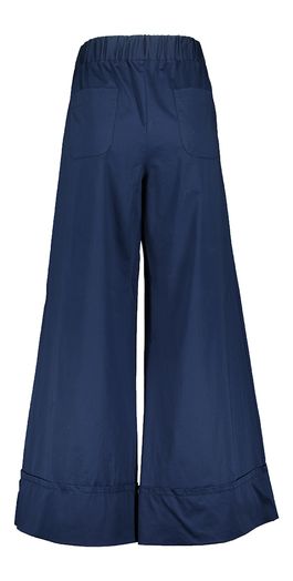 Blauwe katoenen wijdvallende broek met elastiek Caroline Biss