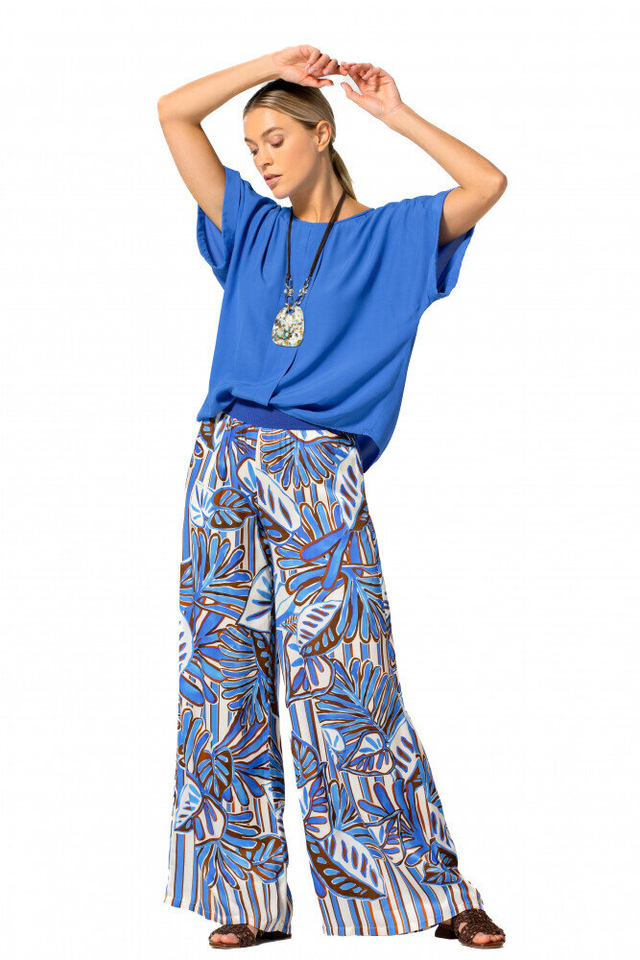 Blauw en bruine losvallende broek in print Caroline Biss