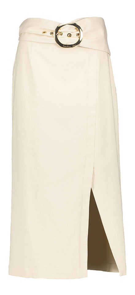 Beige jeansrok met split en riem Caroline Biss