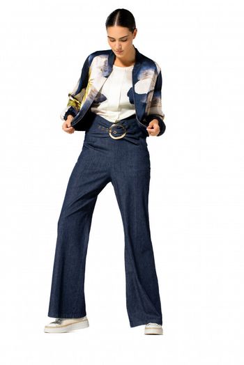 Blauw met bloemenprint blouson Caroline Biss