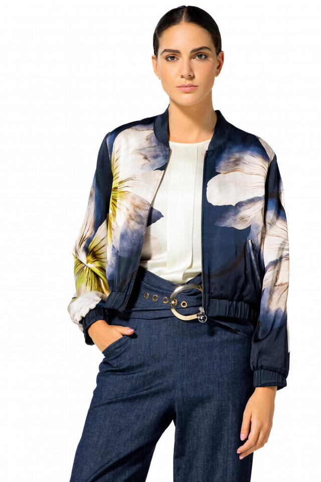Blauw met bloemenprint blouson Caroline Biss
