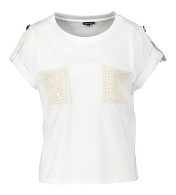 Witte t-shirt met broderie zakjes Caroline Biss