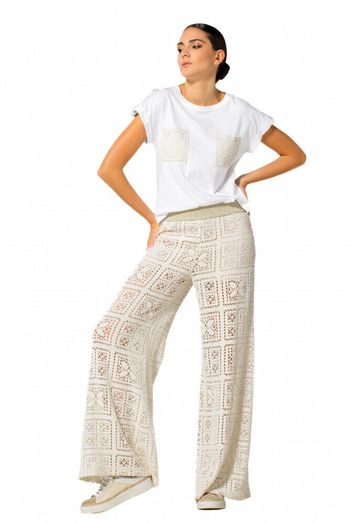 Witte t-shirt met broderie zakjes Caroline Biss