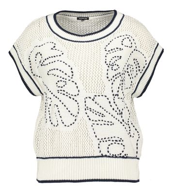 Witte katoenen debardeur met blauwe print Caroline Biss