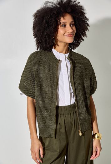 Kaki gilet met rits Caroline Biss