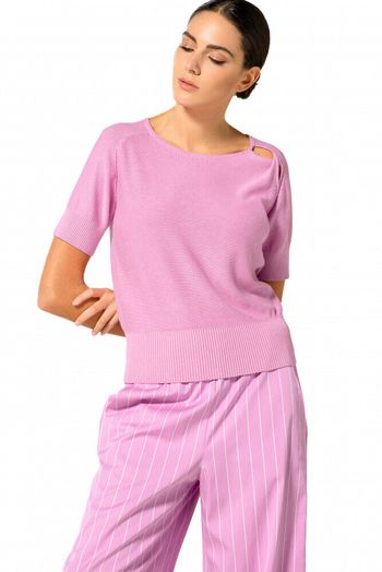 Roze pull met ronde hals en korte mouwen Caroline Biss