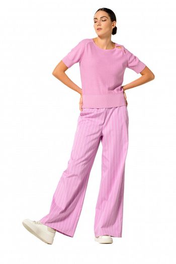 Roze pull met ronde hals en korte mouwen Caroline Biss