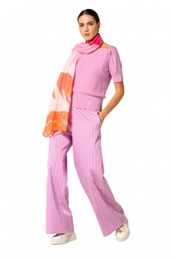 Roze pull met ronde hals en korte mouwen Caroline Biss