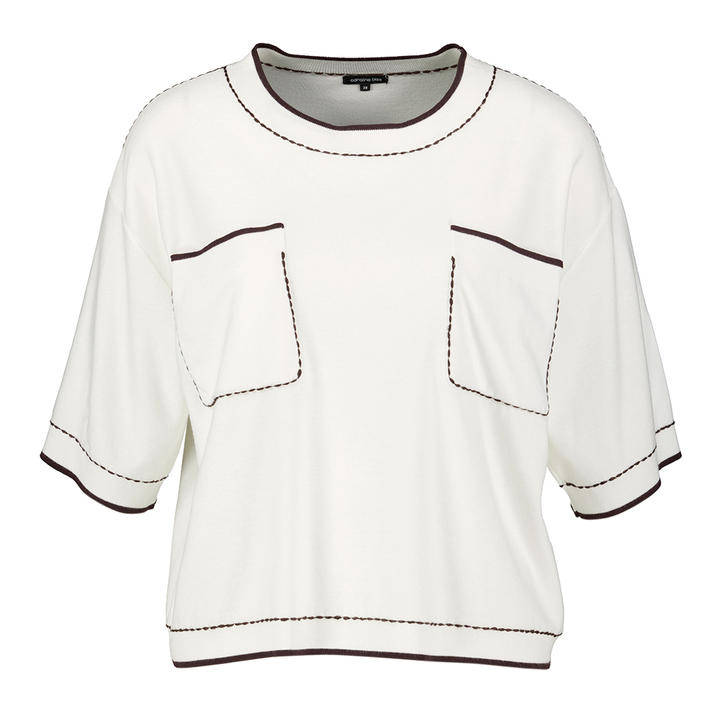 Beige t-shirt met bruine details Caroline Biss
