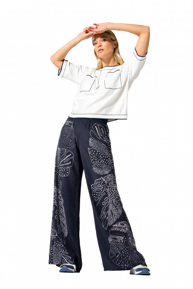 Beige t-shirt met bruine details Caroline Biss