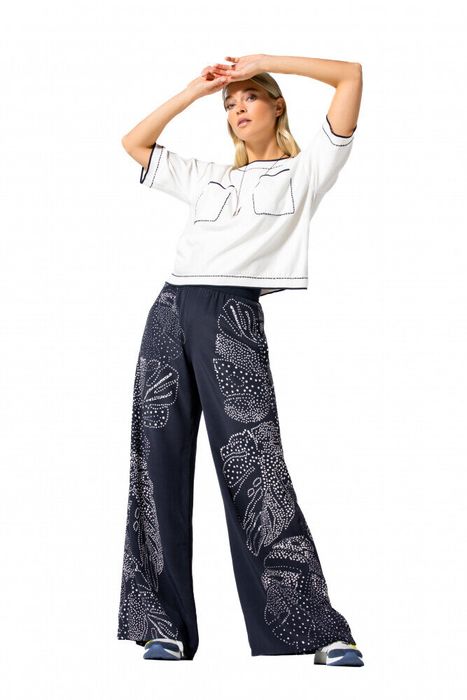 Beige t-shirt met bruine details Caroline Biss