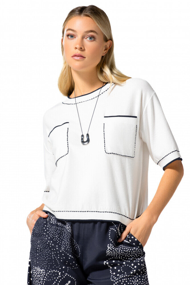 Beige t-shirt met bruine details Caroline Biss