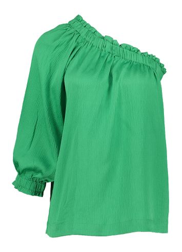 Smaragdgroene glanzende one shoulder blouse Lydia Suncoo