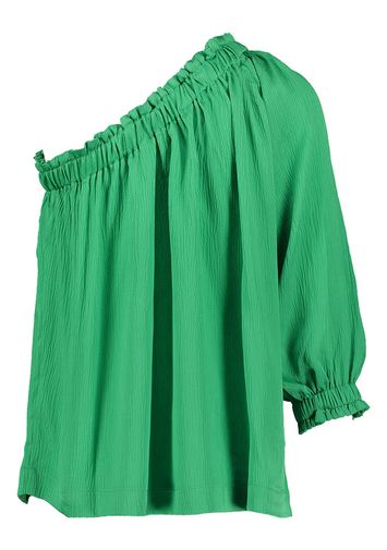 Smaragdgroene glanzende one shoulder blouse Lydia Suncoo