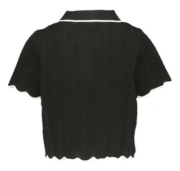 Zwarte cropped polo met ecru details Pikil Suncoo