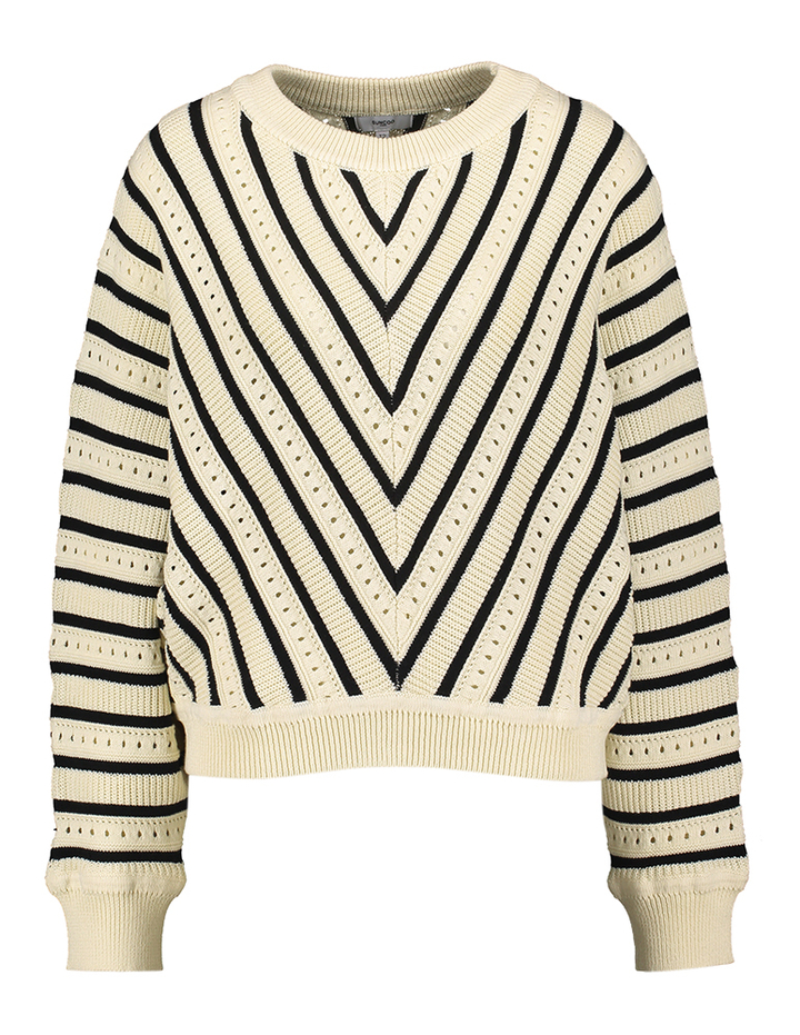 Creme gestreepte trui met ronde hals Pheana Suncoo