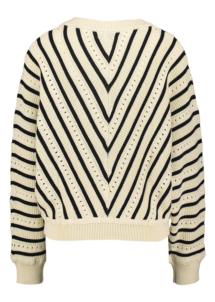 Creme gestreepte trui met ronde hals Pheana Suncoo