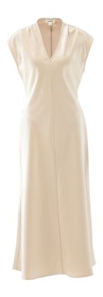 Soaked In Luxury Beige glanzende midi feestjurk