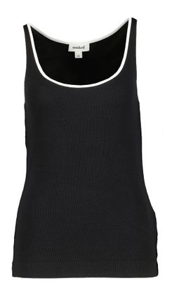 Soaked In Luxury Zwarte top met witte boord