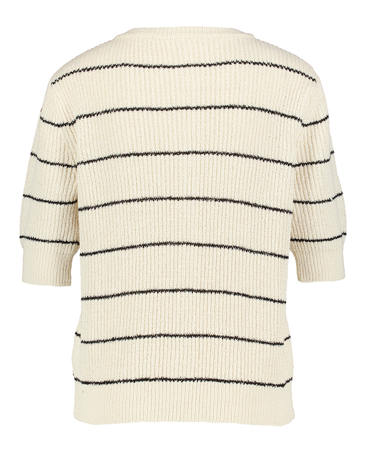 Ecru gehaakte cardigan met zwarte strepen Soaked In Luxury