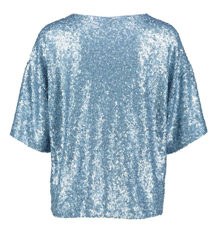 Blauwe overesized bloes met pailetten Saint Tropez